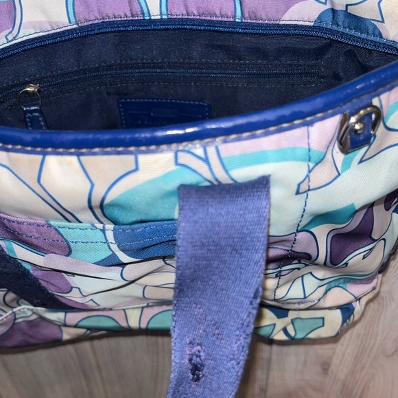 COACH Signature Y2K Preppy Logo Canvas Kyra DaisyScarf Print Tote Bag - Picture 5 of 9